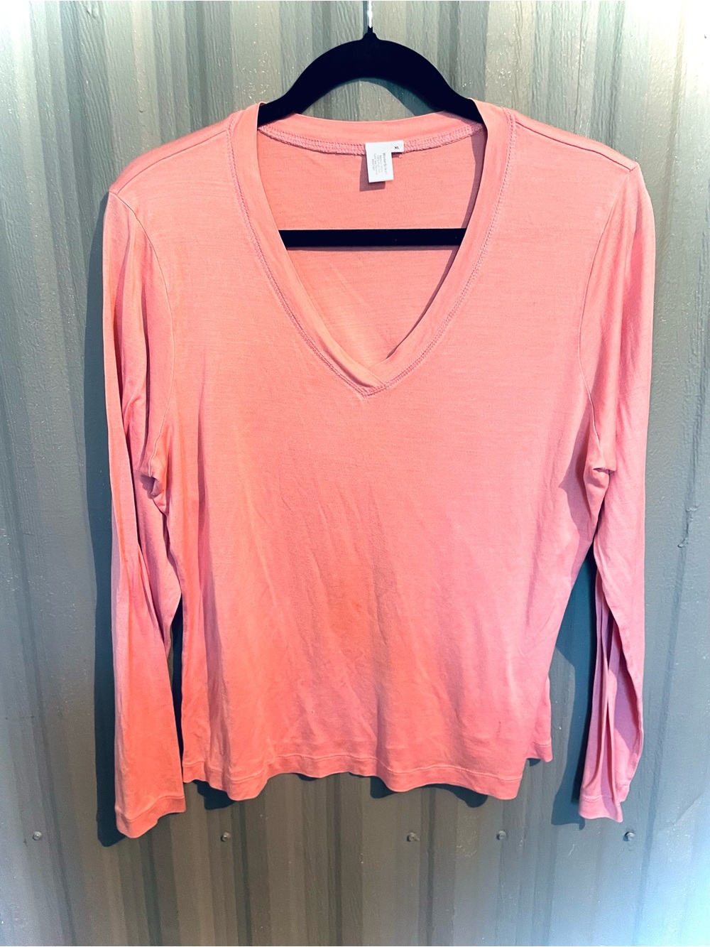 WinterSilks Women’s Base Layer Top Long Sleeve V-Neck 100% Silk Salmon Pink XL